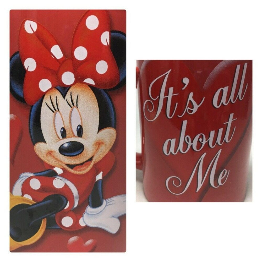 Minnie Mouse It's All About Me Mug Red Coffee Tea Cup Disney Jerry Leigh 12 OZ